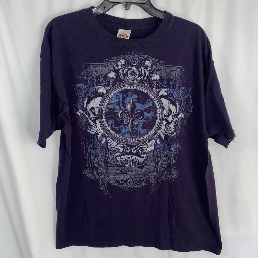 Vtg Y2K Dickies Graphic Gothic Skate Grunge Logo Print T Shirt Men's XL